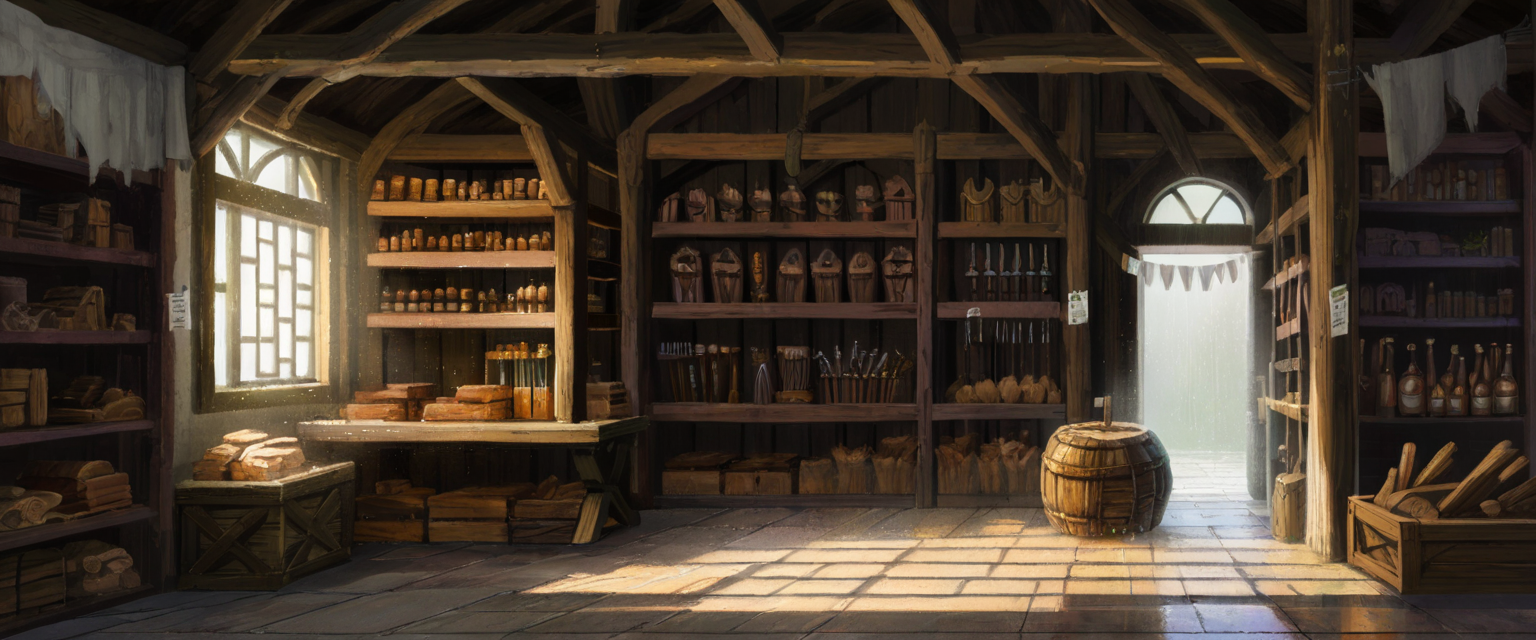 00081-1820971546-a beautiful medieval wooden store front during the day with sun rays shining through the window on a rainy day,  _lora_Detailed.png